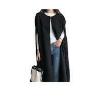 KWTF Chaleco largo elegante de lana con puntada abierta para mujer, chaleco de otoño con cuello redondo, abrigos informales holgados sin mangas coreanos para mujer