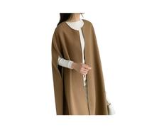 KWTF Chaleco largo elegante de lana con puntada abierta para mujer, chaleco de otoño con cuello redondo, abrigos informales holgados sin mangas coreanos para mujer