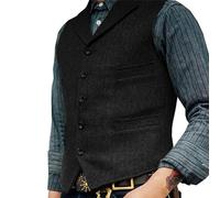KWTF Chaleco para Hombres Marrón Boda Lana Tweed Negocios Chaleco Chaqueta Casual Slim Fit Chaleco Groosmen Boda