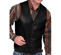 KWTF Comercio de Moda Masculina Europea y Americana, Chaleco Retro, Camiseta sin Mangas de un Solo Pecho para Hombre, Chaleco de Cuero, Abrigo para Hombre