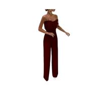 KWTF Overol blanco para mujer, con parte superior de tubo de plumas, sexy, a la moda, para fiesta de noche, pantalones con cinturón, elegante mono para mujer