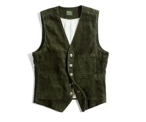 KWTF Ropa de Trabajo de Moda, Chaleco Vintage Americano para Hombre, Chaqueta de Pana, Chaleco británico para Hombre, Cordones, Abrigos de Caza al Aire Libre, Ropa Masculina