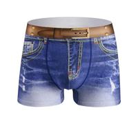 KWTF Ropa Interior Vaquera a la Moda para Hombre, Boxers Sexis con Estampado 3D, Pantalones Cortos de Estilo Vaquero, Boxers para Hombre, Calzoncillos de algodón con Bolsa Convexa en U, Bragas