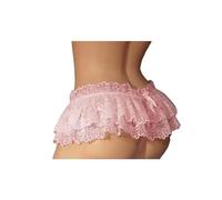 KWTF Sissy-Ropa Interior para Hombre, Mini Falda de Hilo con Volantes de Encaje, Traje Cruzado, Falda, Tanga, Bikini Tipo Tanga para Hombre Gay
