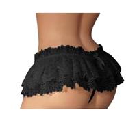 KWTF Sissy-Ropa Interior para Hombre, Mini Falda de Hilo con Volantes de Encaje, Traje Cruzado, Falda, Tanga, Bikini Tipo Tanga para Hombre Gay