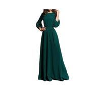 KWTF Vestido Largo Vintage con Pajarita para Mujer, Vestidos Largos de Fiesta con Mangas abullonadas, Vestido Elegante hasta el Suelo 2023