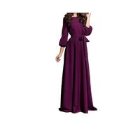KWTF Vestido Largo Vintage con Pajarita para Mujer, Vestidos Largos de Fiesta con Mangas abullonadas, Vestido Elegante hasta el Suelo 2023