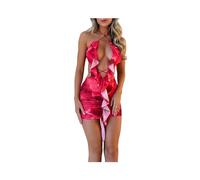 KWTF Vestido Negro Sexy de Verano para Mujer, sin Mangas, Espalda Descubierta, ceñido al Cuerpo, Ropa de Calle estética, Ropa Elegante para Discoteca, Mini Vestidos de Fiesta