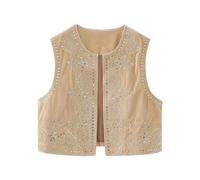 KWTF Vintage otoño Terciopelo Bordado Chaleco Chaquetas Mujer Cuello Pico sin Mangas Negro Chalecos Mujer Moda Mujer Tops