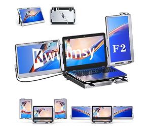 Kwumsy Extensor triple para monitor de laptop, rotación de 360°, F2, extensor de pantalla portátil vertical con soporte de aleación de aluminio de 14 pulgadas IPS FHD 1080P para PS5 compatible con