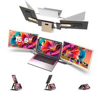 Kwumsy Monitor Portátil-15.6 Pulgadas Triple Pantalla Para Portatil para Todos Tamaños de portátiles,FHD 1080P Extensor De Pantalla Para Laptop, Plug and Play/Tipo-C /HDMI/H5-T Compatible Wins/Mac/PC