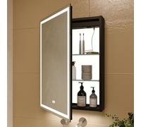 KWW LED Ilumina el Botiquín del Baño, con Espejo, Temperatura de Color Ajustable, luz Antiniebla, Enchufe y USB, Botiquín Montado en La Pared (Brillo Interior: bisagra izquierda-50×70)