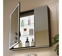 KWW LED Ilumina el Botiquín del Baño, con Espejo, Temperatura de Color Ajustable, luz Antiniebla, Enchufe y USB, Botiquín Montado en La Pared (Brillo Interior: 2 puertas-75×70)