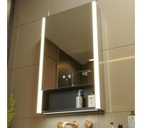 KWW LED Ilumina el Botiquín del Baño, con Espejo, Temperatura de Color Ajustable, luz Antiniebla, Enchufe y USB, Fácil de Instalar, Botiquín Montado en La Pared (85l x 55an cm)