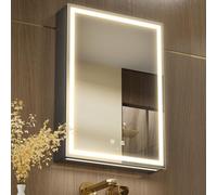 KWW LED Ilumina el Botiquín del Baño, con Espejo, Temperatura de Color Ajustable, luz Antiniebla, Enchufe y USB, Botiquín Montado en La Pared (Bisagra derecha-50×70)