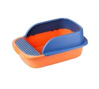 Kx9Lb8d Aseo para Mascotas Bandeja for Arena for Gatos, Bandeja for for semicerrada a Prueba de Salpicaduras, Caja Rectangular antisalpicaduras for Cajas de Arena estándar(Orange,Medio)