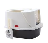 Kx9Lb8d Aseo para Mascotas Caja de Arena Extragrande, Caja semicerrada con Pala, Grande for Gatos tamaño pequeño a, fácil Limpieza, no pegajosa Cajas de Arena estándar(Dark Grey)