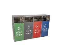 Kx9Lb8d Botes de basura para exteriores Bote de Basura for Exteriores 160 L Metal Cuadrado Cuatro Barriles, Grande Comercial Moderno for el hogar (con Cenicero)