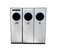 Kx9Lb8d Botes de basura para exteriores Contenedor de basura metálico clasificado for parque al aire libre tres niveles