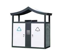Kx9Lb8d Botes de basura para exteriores Cubo de basura metal imitación antiguo con doble caja for exteriores, ideal for un lugar pintoresco