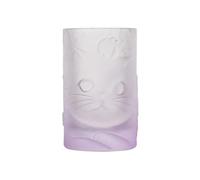 Kx9Lb8d Cristalería Vaso pequeño de vidrio esmerilado, bonito vaso con relieve gato caqui for leche, zumo y té, 120 ml(Purple)