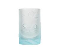 Kx9Lb8d Cristalería Vaso pequeño de vidrio esmerilado, bonito vaso con relieve gato caqui for leche, zumo y té, 120 ml(Blue)