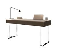 Kx9Lb8d Escritorio Escritorio contemporáneo con cajones, Tablero de losa Roca y Patas acrílico, Mesa Moderna for Oficina en casa(L)