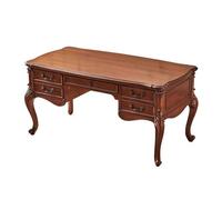 Kx9Lb8d Escritorio Escritorio Ejecutivo Tradicional de Madera 160 cm con Patas cabriolé talladas a Mano, Vintage en Nogal Cerezo 5 cajones