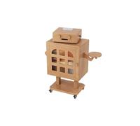 Kx9Lb8d Mesitas de Noche Mesita de Noche móvil Madera Maciza con Ruedas | Gabinete de almacenamiento estilo crema vintage for dormitorio en casa, lado pequeño