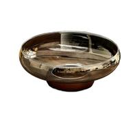 Kx9Lb8d plato de frutas Frutero de cristal con base madera, ideal for servir en la mesa del comedor o sala estar frutero(Grey)