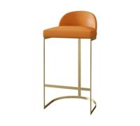 Kx9Lb8d Taburetes de mostrador Silla de Bar Cuero con Respaldo bajo Hierro, for Restaurante, Isla, balcón, Silla Alta(Orange)