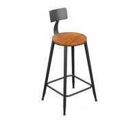Kx9Lb8d Taburetes de mostrador Wooden Seat Iron Barstool with Backrest Vintage High Chair Multi (XS)