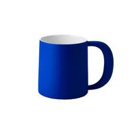 Kx9Lb8d taza Juego de 1 taza azul ideal, gran capacidad, 16.23 oz, pared interior, café esmaltada blanca for oficina, leche, té, latte marcar copa
