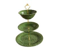 Kx9Lb8d Torre de exhibición de pasteles Este soporte for pasteles de cerámica, adornado con patrones en relieve, es la opción perfecta for las delicias del té tarde(Grande)