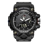 KXAITO Reloj de Pulsera para Hombre, Deportivo, Resistente al Agua, Militar, Fecha, multifunción, táctica, LED, Alarma, cronómetro, Negro (8045_Black 01), Large, Clásico