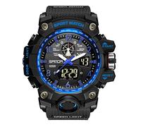 KXAITO Reloj de pulsera para hombre, deportivo, resistente al agua, militar, fecha, multifunción, táctica, LED, alarma, cronómetro, Azul B, L, Militar