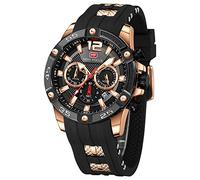 KXAITO Reloj de Pulsera para Hombre, Estilo Militar, Deportivo, Resistente al Agua, con Correa de Piel de Silicona Luminosa, Informal, analógico, de Cuarzo, para Negocios, Negocios, Reloj de Pulsera,