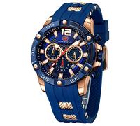 KXAITO Reloj de Pulsera para Hombre, Estilo Militar, Deportivo, Resistente al Agua, con Correa de Piel de Silicona Luminosa, Informal, analógico, de Cuarzo, para Negocios, Negocios, Reloj de Pulsera,