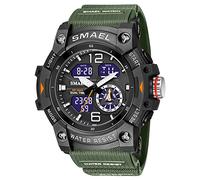 KXAITO Reloj deportivo analógico para hombre, reloj militar para exteriores, cronómetro LED, digital, electrónico, grande, pantalla doble, impermeable, táctico, militar, 8007, Verde Militar, L, Digital