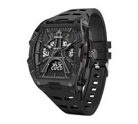 KXAITO Reloj deportivo para hombre, clásico, resistente al agua hasta 50 m, pantalla dual (analógico y digital), luz nocturna LED, cronómetro, alarma, 6 opciones de color de regalo, Negro, Large