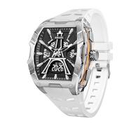 KXAITO Reloj deportivo para hombre, clásico, resistente al agua hasta 50 m, pantalla dual (analógico y digital), luz nocturna LED, cronómetro, alarma, 6 opciones de color de regalo, Blanco, Large