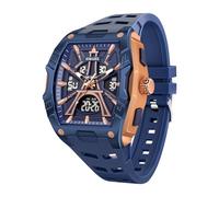 KXAITO Reloj deportivo para hombre, clásico, resistente al agua hasta 50 m, pantalla dual (analógico y digital), luz nocturna LED, cronómetro, alarma, 6 opciones de color de regalo, Azul, Large