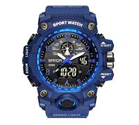 KXAITO Reloj Deportivo para Hombre, Resistente al Agua, Militar, con Fecha, multifunción, táctico, LED, Alarma, cronómetro, Azul Oscuro B, Large, Militar
