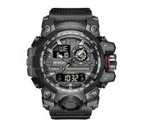 KXAITO Reloj deportivo para hombre, resistente al agua, militar, fecha, multifunción, táctica, LED, alarma, cronómetro, para hombre 3133, Negro -, L, Militar