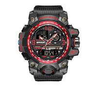 KXAITO Relojes de los hombres Deportes al aire libre impermeable Militar reloj fecha multi función tácticas LED Cara alarma cronómetro para los hombres 3133, 3133_Rojo, L
