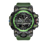 KXAITO Relojes para hombre Deportes al aire libre Impermeable Reloj Militar Fecha Multi Función Táctica LED Cara Alarma Cronómetro para Hombre 3133, 3133_Verde, L