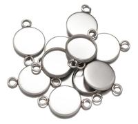 KXAOXGRC Bandejas colgantes con, Bandejas redondas de bisel doble bucle acero inoxidable multicolor 6-20 mm 200 piezas(Silver,18mm)