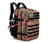 KXBUNQD Mochila táctica militar de 45 L, mochila de senderismo para hombres y mujeres, mochila Molle del ejército para camping, pesca, viajes, Rosa Camuflaje, Mochilas de mochila