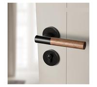 KXCVBNKLJ Manilla de puerta con cerradura para interiores Solid Wood Walnut Silent Log Door Lock Handle Multicolor Chinese Style Bedroom(Nero,Silent lock body)