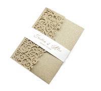 KXCVBNKLJ Tarjeta de boda personalizada, Custom Laser Cut Glittery Wedding Invitations Set 13x18cm 30-50 PCS(Print customization,30 PCS)